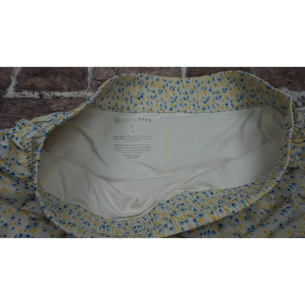 Blogilates Mommy & Me Cinch Active Tiny Bow Shorts Women Large Yellow Floral